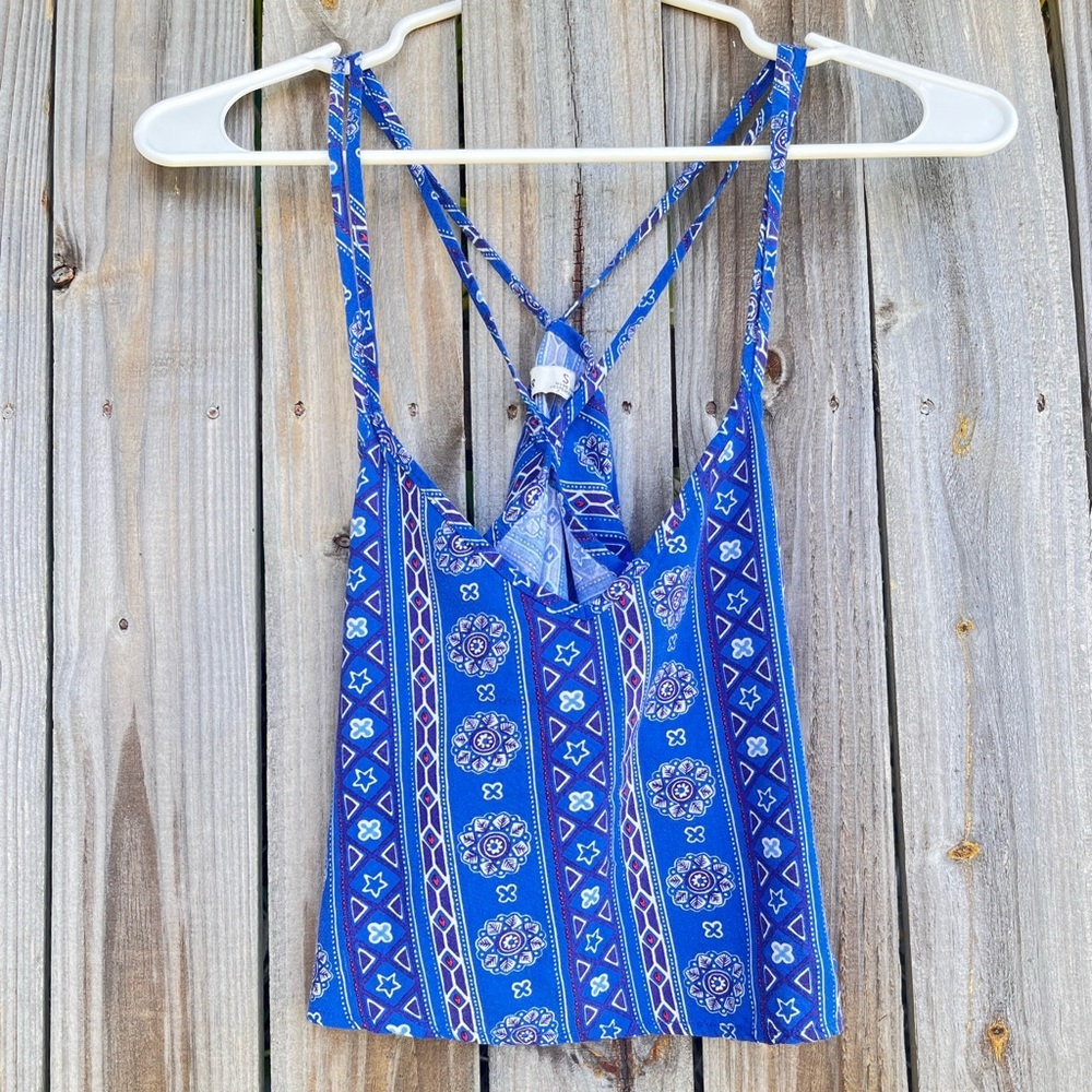 Hollister crop top blue double criss cross spaghetti strap juniors small‎ top